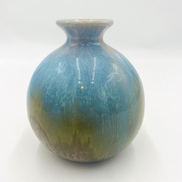 Unknown Other - Art Pottery Vase Drip Glaze Blue/Brown Ombre Centrifugal Glaze 6"